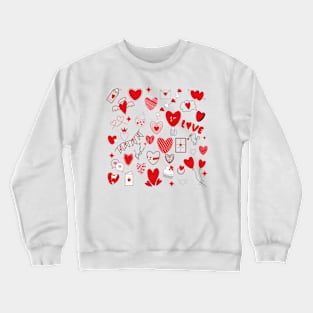 Doodle love set pattern Crewneck Sweatshirt